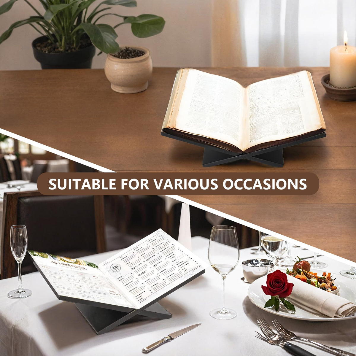 PUERSI black finish book stand complements modern interiors