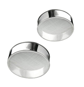 PUHETO stainless steel round sifter close-up showing durable material