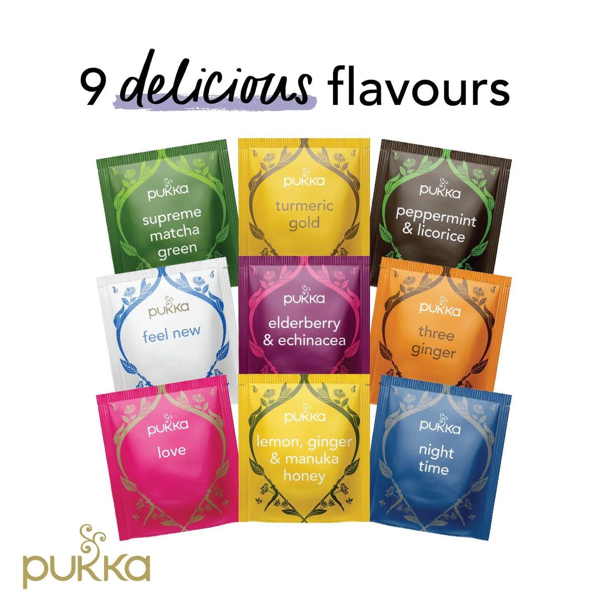 PUKKA tea bags closeup for aroma and quick brew.