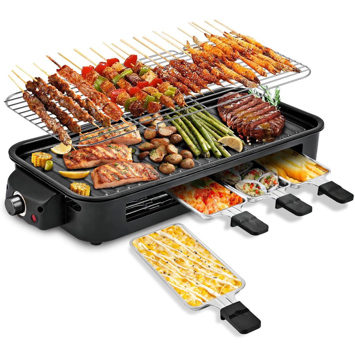 Pukomc electric indoor grill front view for compact kitchen use