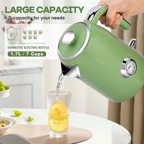 Pukomc electric kettle features a 360-degree base for easy cordless use.