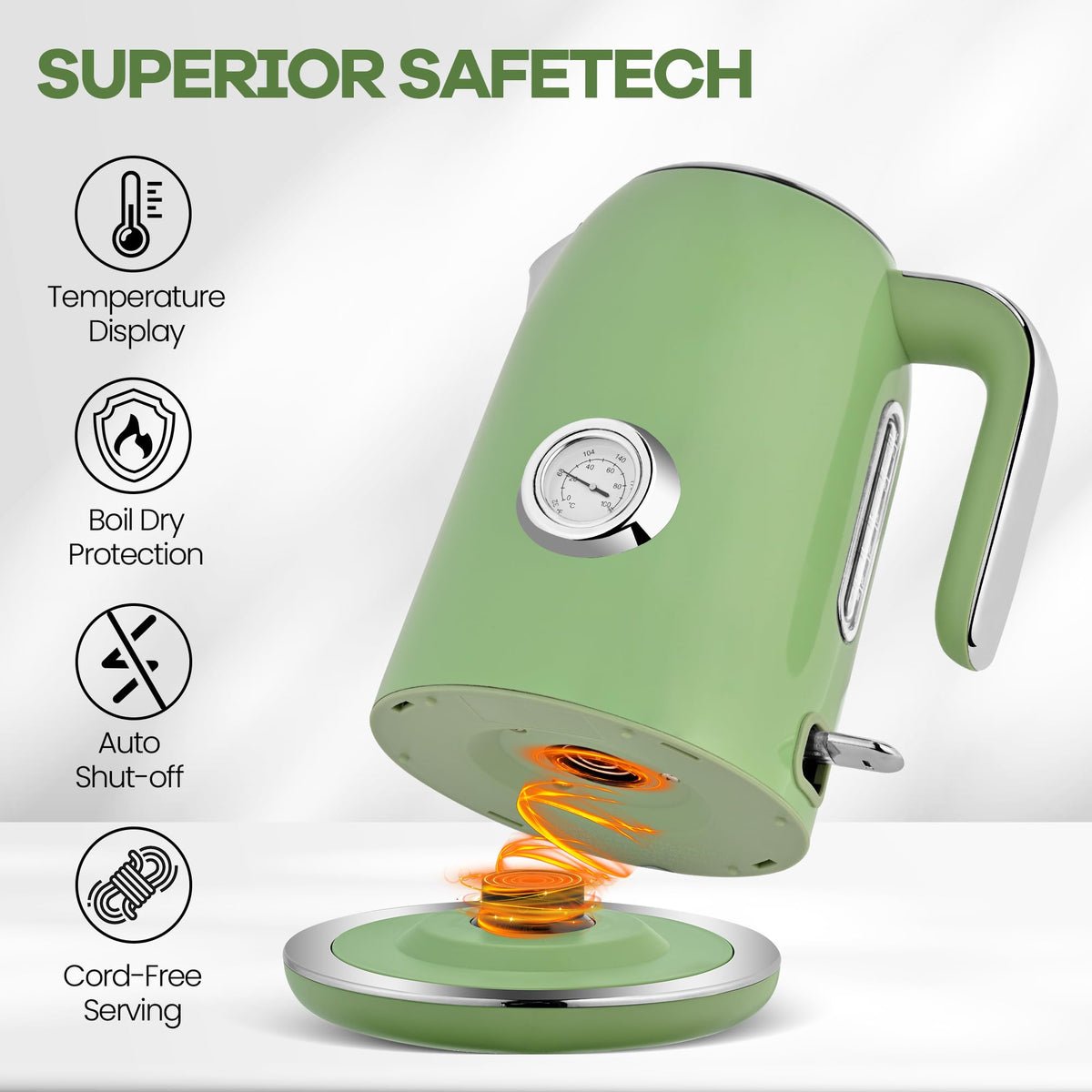 Pukomc electric kettle with a drip-proof spout minimizes spills during pouring.
