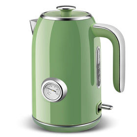 Pukomc electric kettle shows a temperature gauge for precise brewing control.