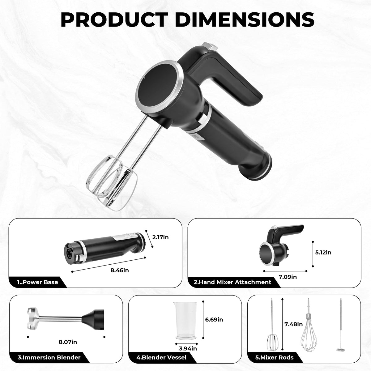 Pukomc hand mixer with attached beater delivers thorough mixing for batters.