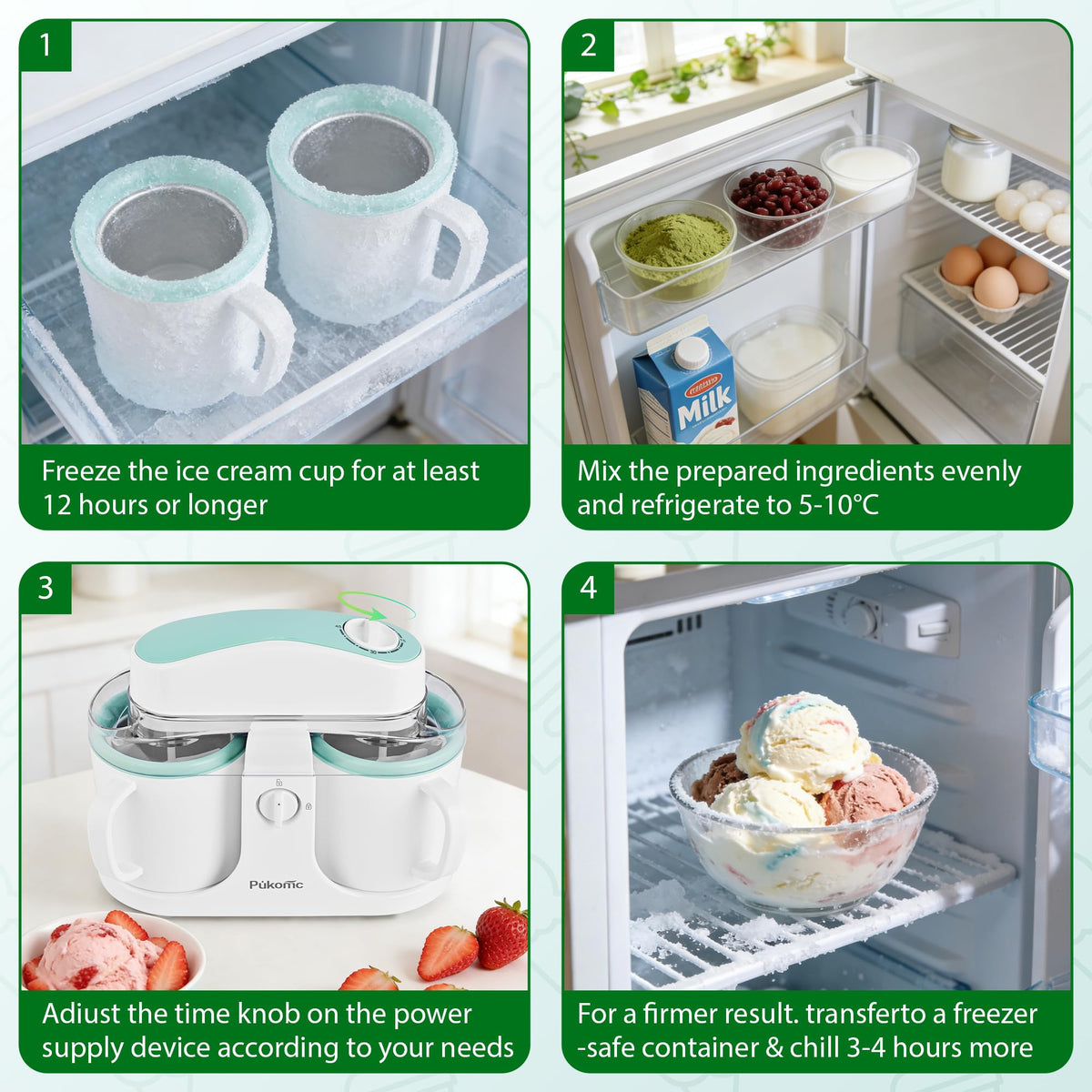 Pukomc ice cream maker built-in ingredient tank for mix-ins.