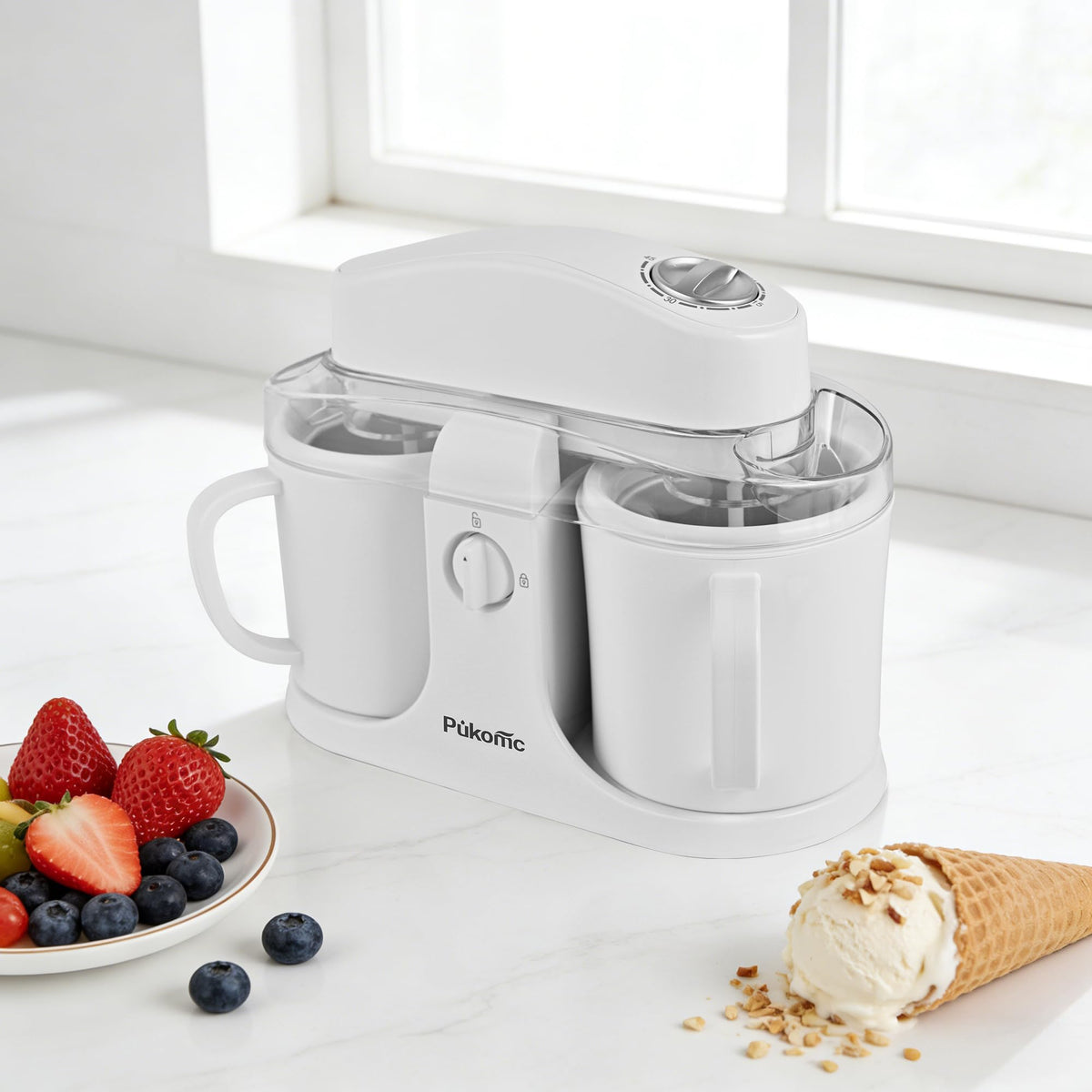 Pukomc Ice Cream Maker compact design suitable for small kitchens