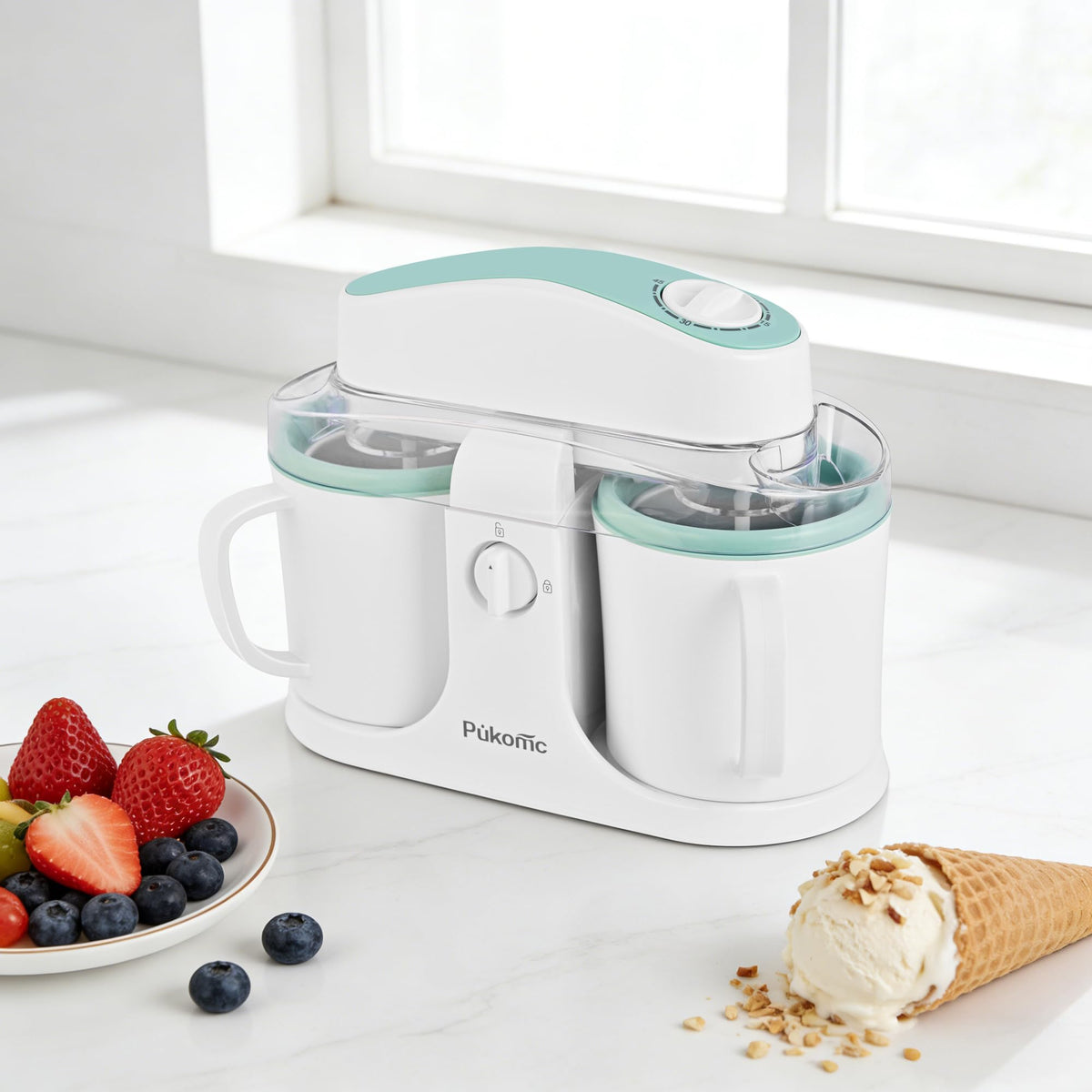 Pukomc ice cream maker has an easy-clean design for use.