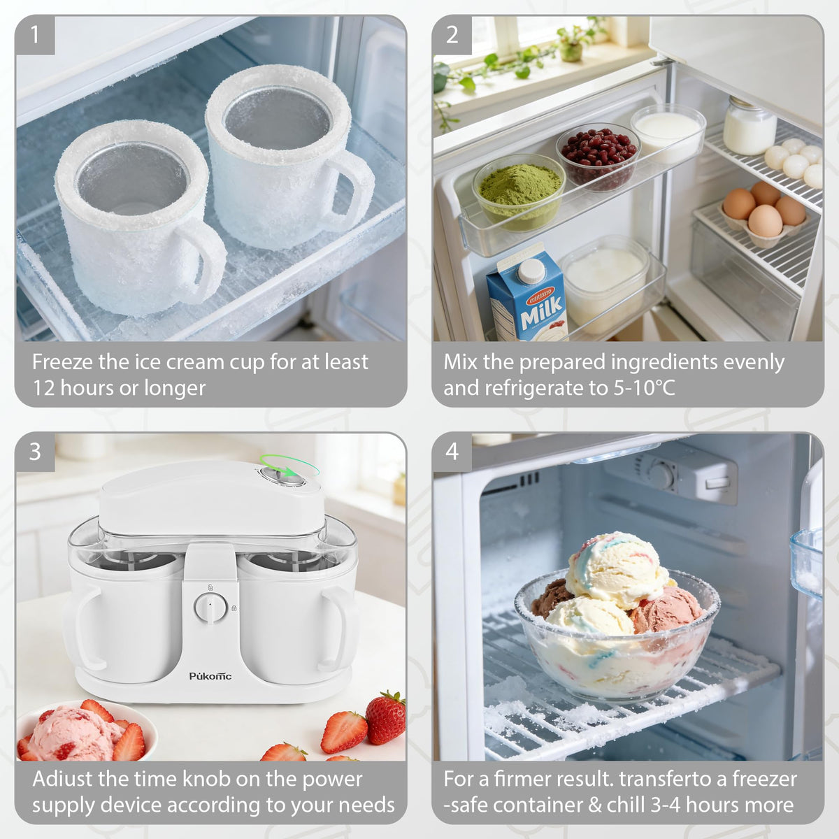 Pukomc Ice Cream Maker demonstrating simple operation for quick desserts