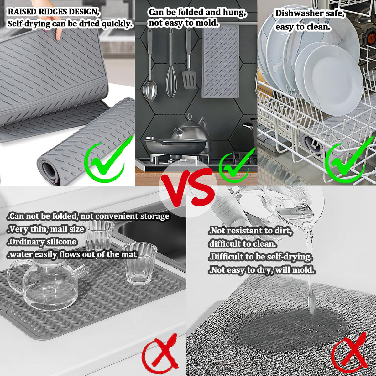 Puliyunxiang dish mat is easy to clean and dishwasher-friendly for busy kitchens.