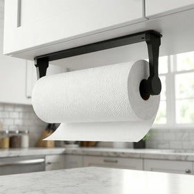 Pu&lizfii wall-mounted towel holder keeps towels within reach in kitchen or bath.