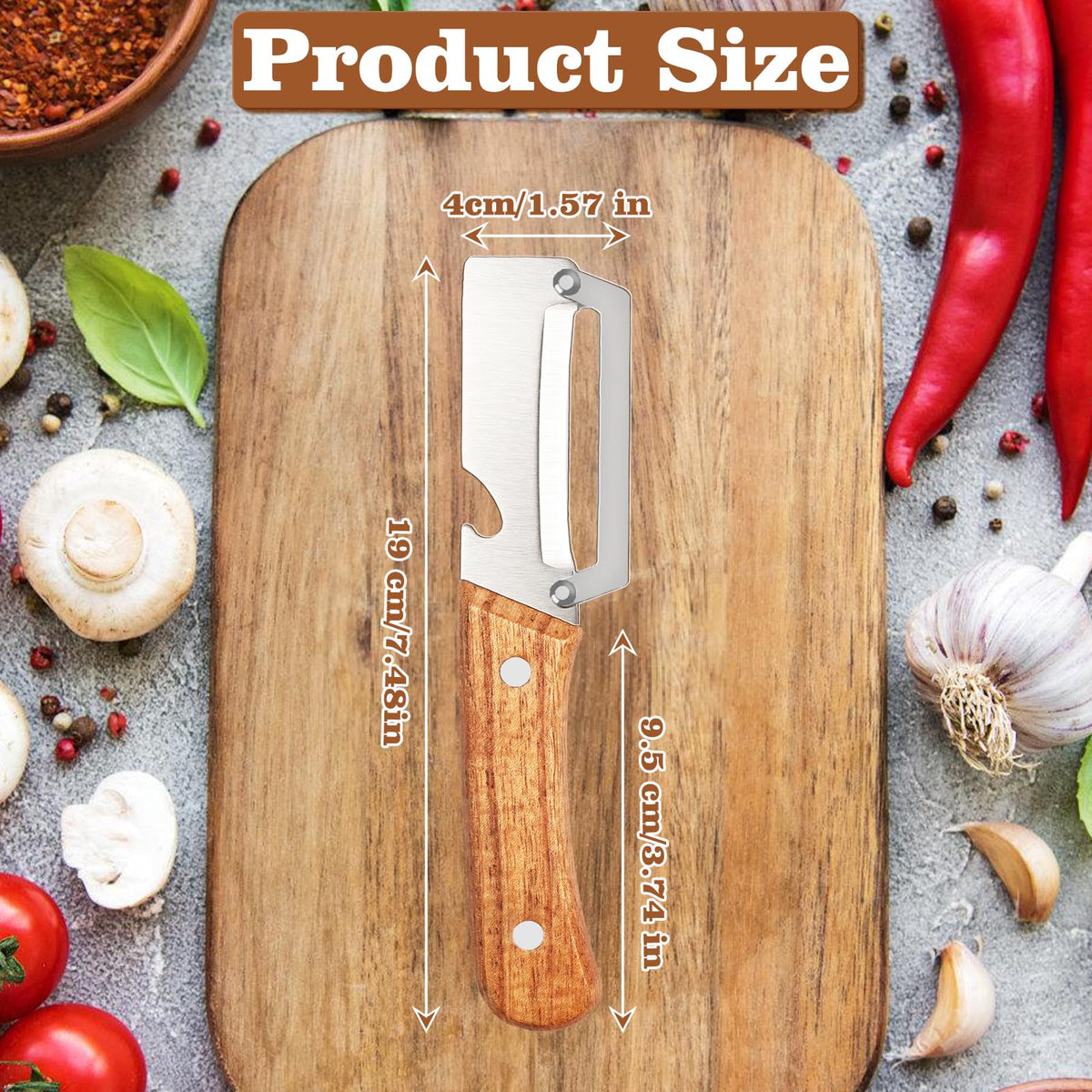 Pumsawn stainless steel blade peeler delivers precise, smooth peeling.