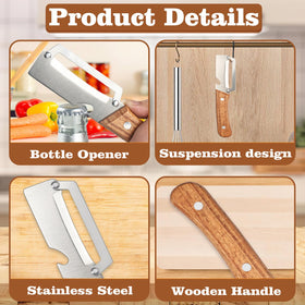 Pumsawn wooden-handle peeler offers a comfortable non-slip grip.