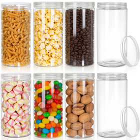 Pumtus 8-pack clear jars with lids for organized pantry storage and easy dispensing.