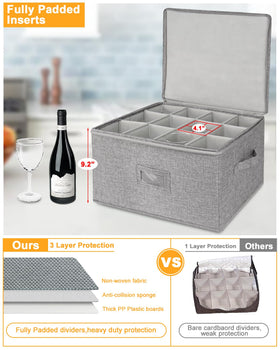 Punemi easy-grip design and zippers provide convenient access to stemware.