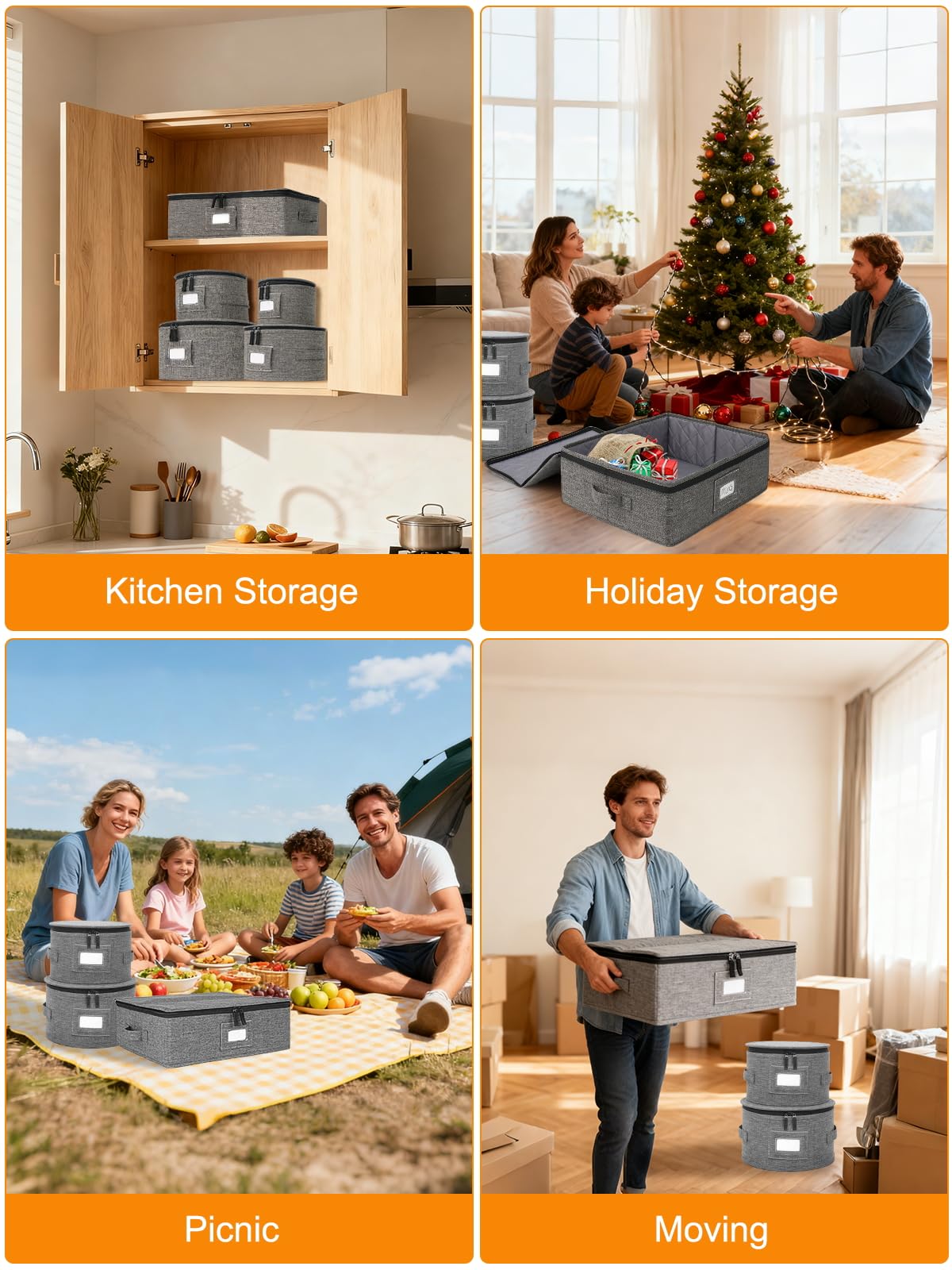 Punemi protective cover for moving keeps fragile dinnerware safe and organized.