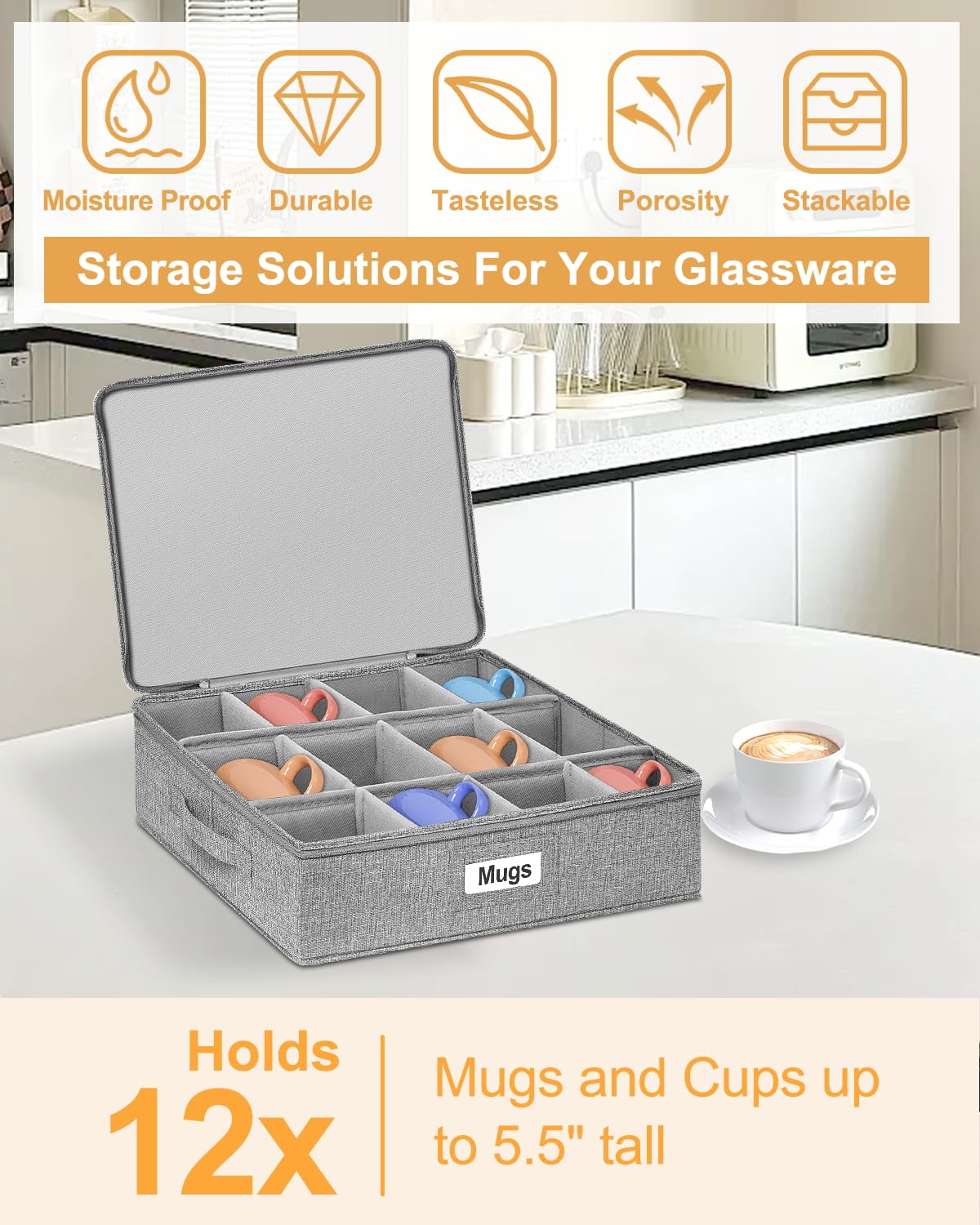 Punemi mug storage dimensions 16x13.8x5.5 inches for compact organization.