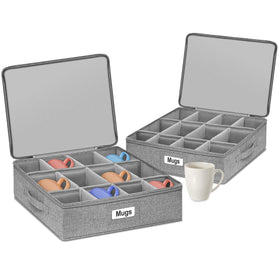Punemi mug storage organizer with hard-shell sides protects cups during move.