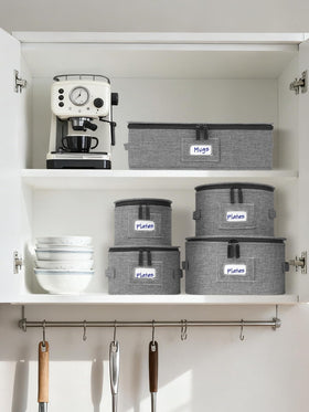Punemi plate storage container with stackable design saves space and keeps plates organized.
