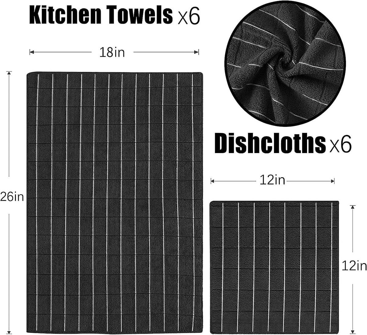 Puomue microfiber dishcloth, 12x12, lint-free for spotless drying.