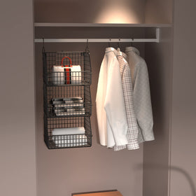 PUPPYCUTE stackable wire baskets for closet hanging and easy access
