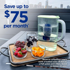  PUR 2-in-1 Filtration Technology reduces chlorine and microplastics for tastier water.