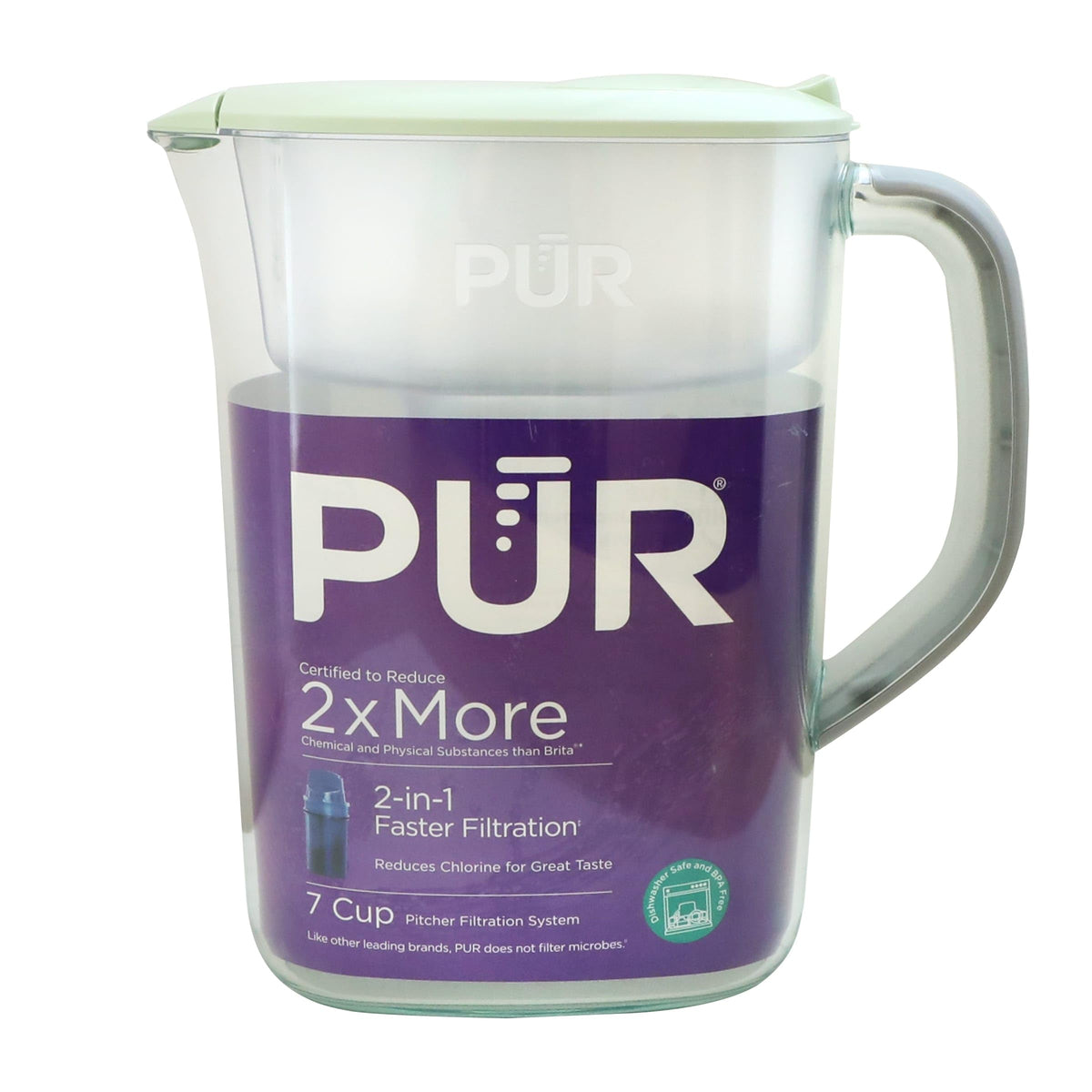 PUR 7-Cup Lime Pitcher with filter for quick, refreshing filtered water.
