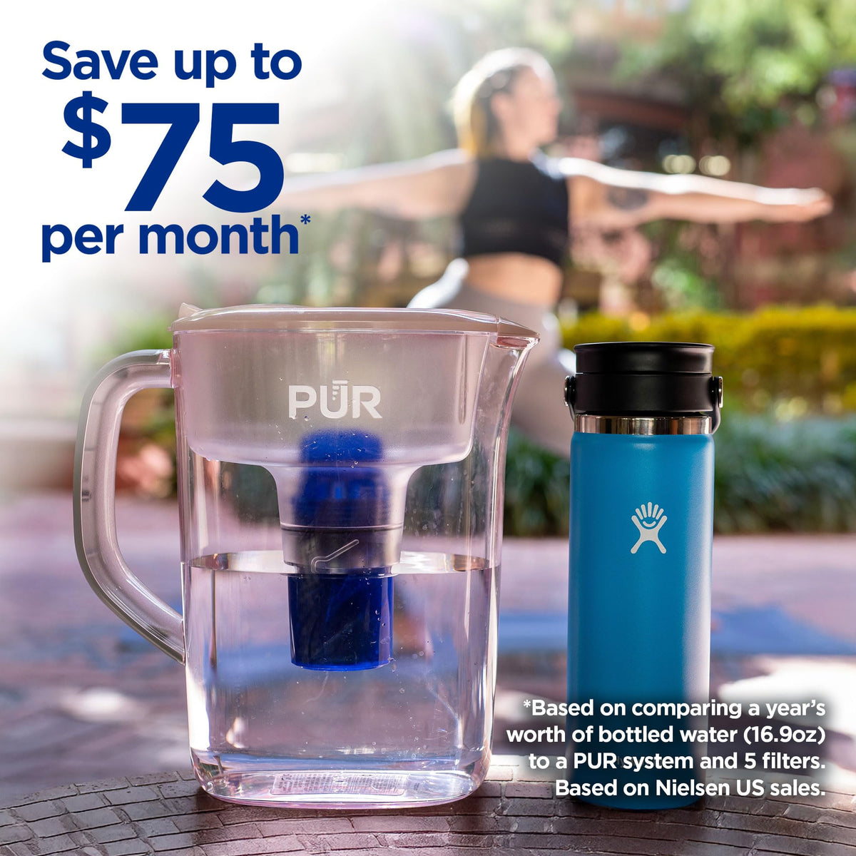 Lid with Stay-Tight design keeps filtering and pouring controlled.