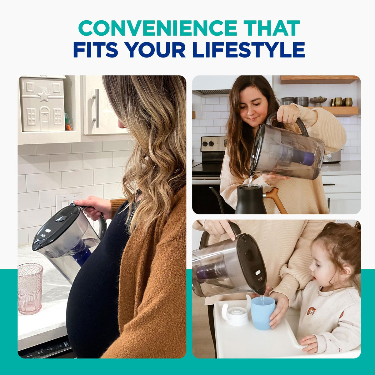 Dishwasher-safe components of the PUR Plus pitcher for simple cleaning.