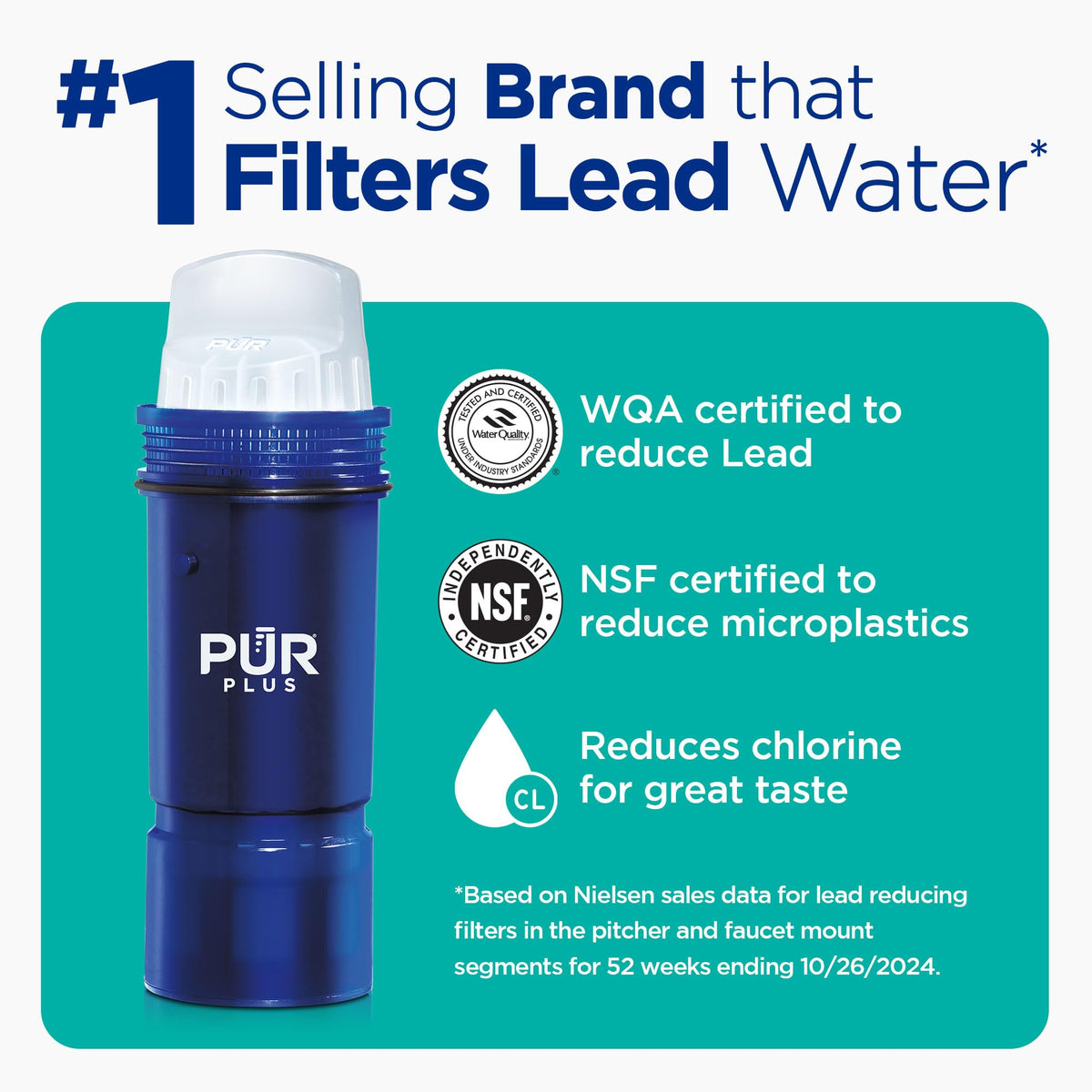 Easy-fill lid on the PUR Plus pitcher for quick, spill-free refills.