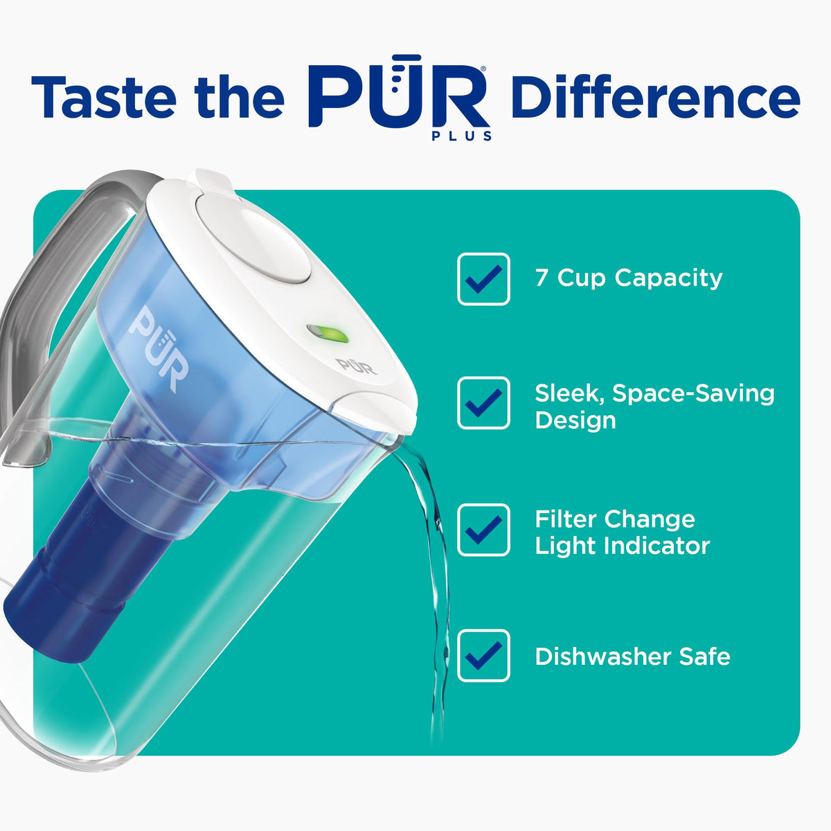 PUR Plus filter in action delivering crisper-tasting water