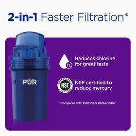 PUR Stay-Tight Lid shown for easy filtering and smooth pouring.