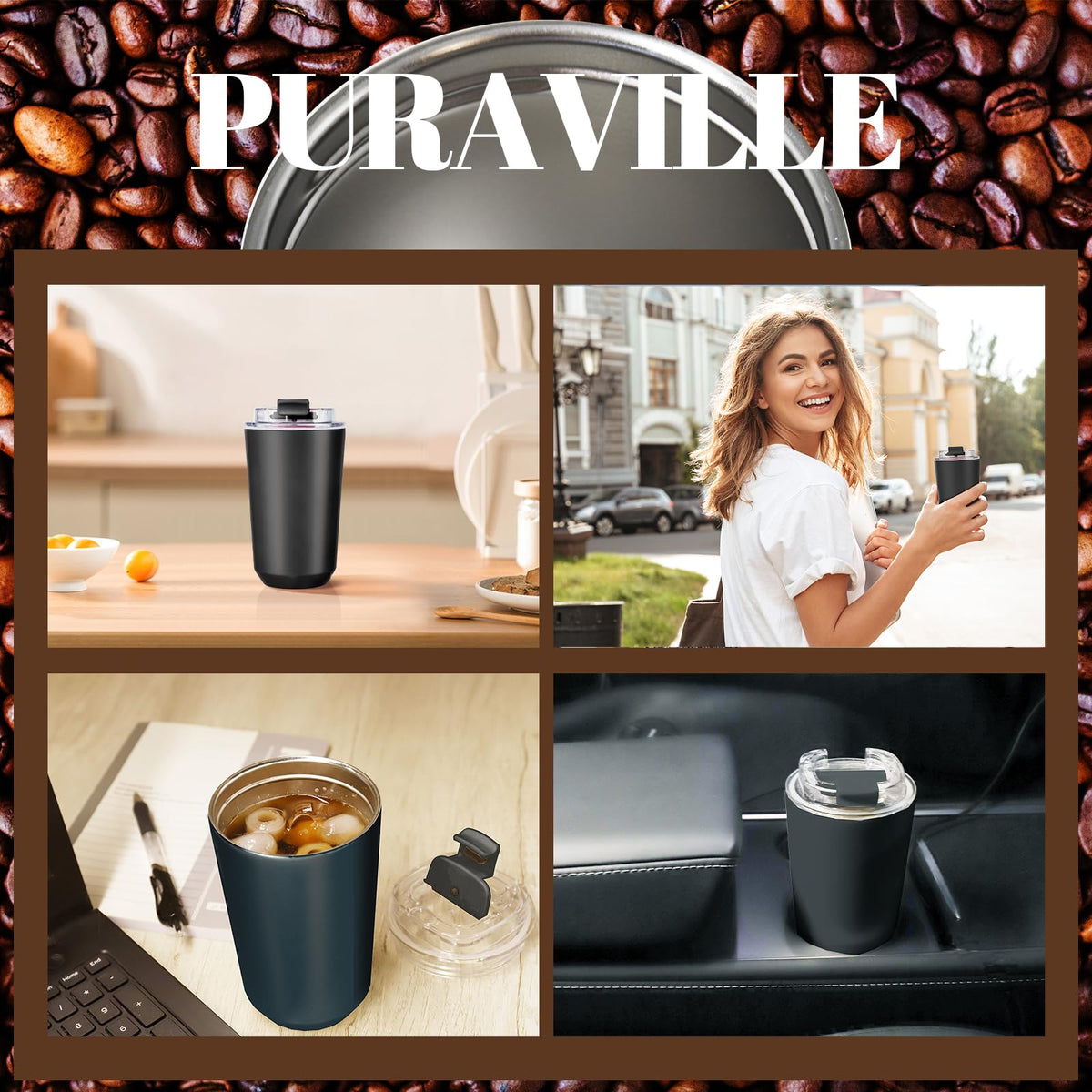 Puraville compact design fits car cup holders for travel