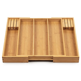 Purawood bamboo tray with water-resistant finish is easy to wipe clean