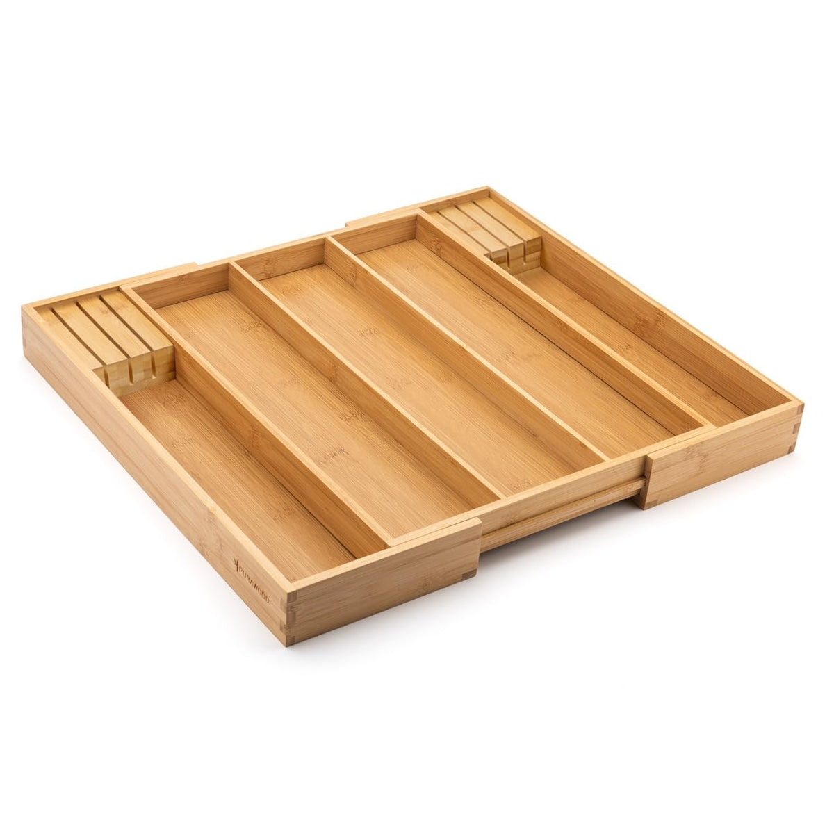Purawood knife blocks integrated for safe, easy access in the organizer