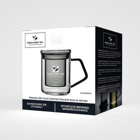 Office-ready mug for quick, clean tea without plastic components.