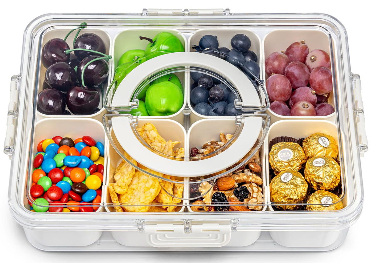 Pure Future Snackle Box shows 8 compartments for organized snacks during travel.