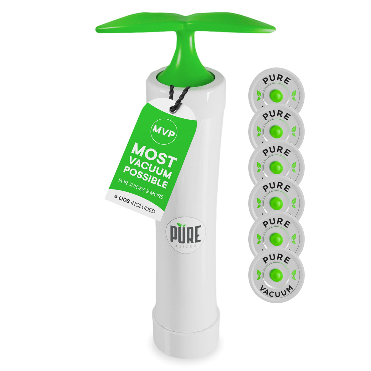 Pure Juicer MVP jar vacuum sealer front view, compact for quick sealing