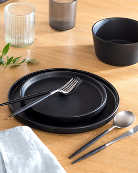 Pure Living Interior Design breakfast plate in matte black for casual mornings.