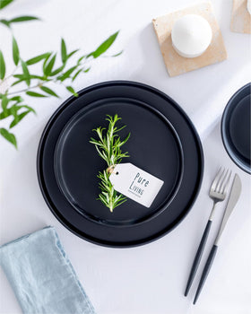 Pure Living interior design microwave safe dinnerware for reheating meals.