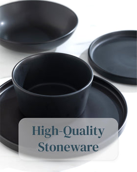 Pure Living interior design stackable dinnerware for compact storage.
