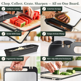 Pure Prep titanium cutting board built-in grater for quick zesting and shredding