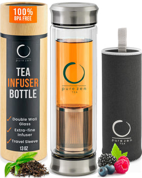 Pure Zen Tea Infuser Bottle on-the-go brewing with compact travel design