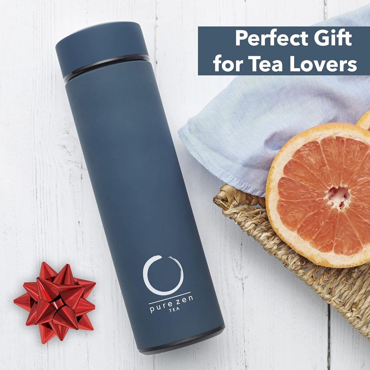 Pure Zen Tea Thermos gift-pack blue ready to gift for tea lovers