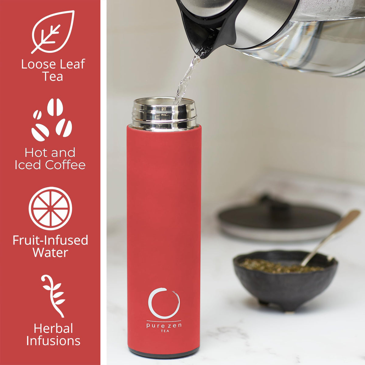 Pure Zen Tea Thermos gift packaging makes a thoughtful tea gift.
