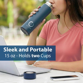 Pure Zen Tea Thermos long blue infuser for richer brews