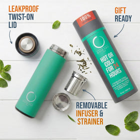 Pure Zen Tea thermos leakproof stainless steel design for travel.
