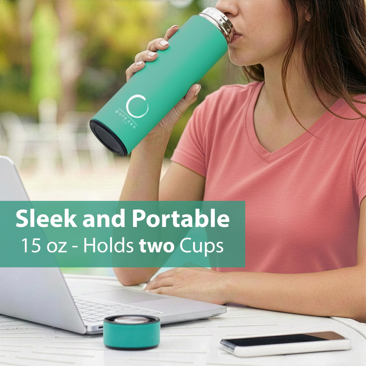 Pure Zen Tea infuser extends brewing for fuller flavor.