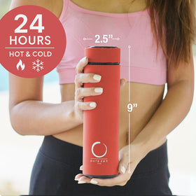 Pure Zen Tea Thermos with adjustable infuser for easy brewing.