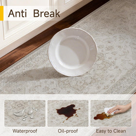 PureCozy kitchen mat beige sink-area placement protects floors from spills.