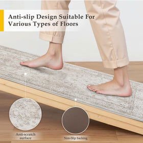 PureCozy kitchen mat beige two-piece set offers flexible placement options.